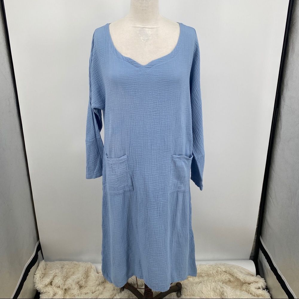 Gracila gauze dress asymmetric hemline size small Lagenlook art to wear